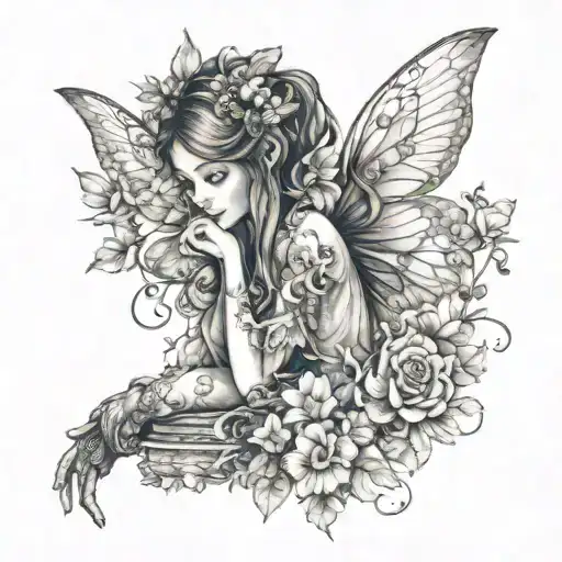 A Bookworm Fairy With Intricate Crochet Wings And A Trail Of Flowers