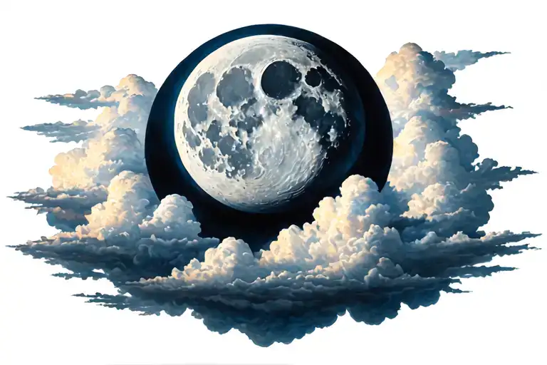 Clouds With Moon Surrounded
