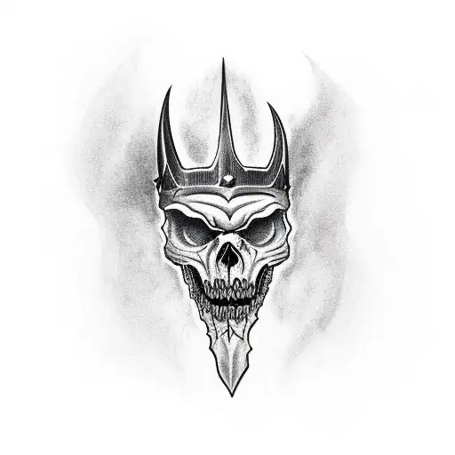 Broken Skull Wearing Jagged Horned Crown