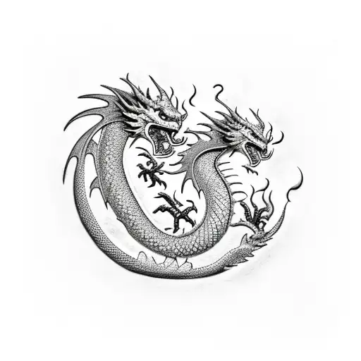 Dragon Spitting Fire Laying On Gold