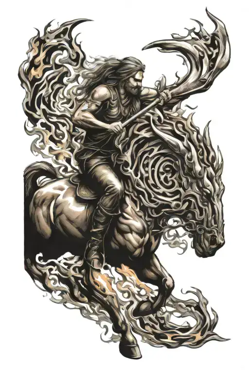 Sagittarius Zodiac Sign Engulfed In Flames