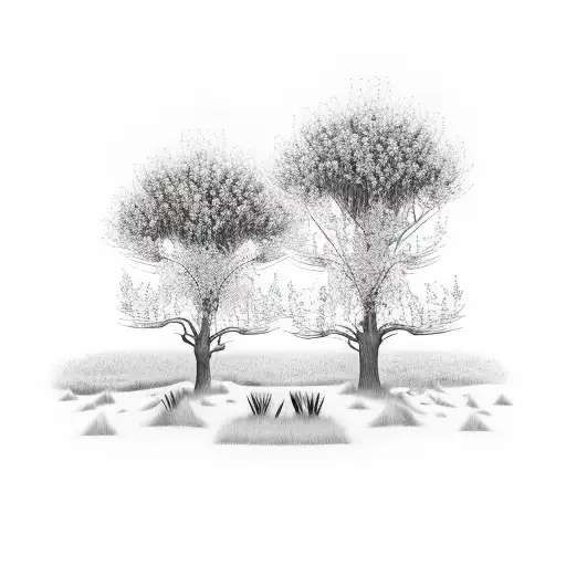 2 Graves At Sunset With Rowan Trees In The Background And Reeds Surrounding