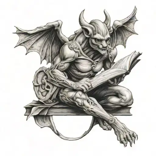 Female Gargoyle Warrior Reading A Book