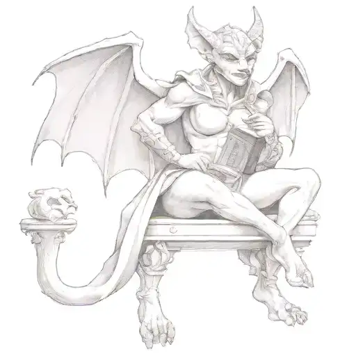 Female Gargoyle Warrior With A Book