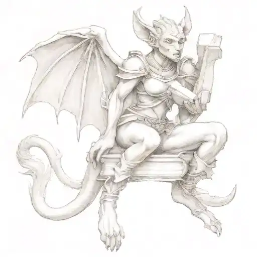 Female Gargoyle Warrior With A Book