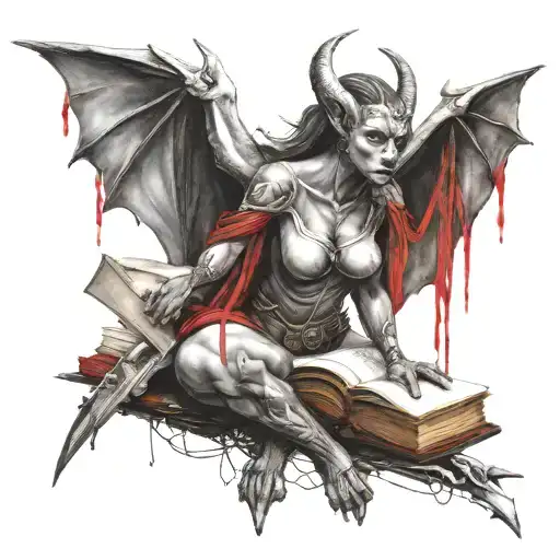 Female Gargoyle Warrior With A Book