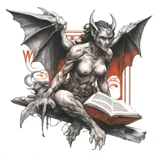 Female Gargoyle Warrior With A Book