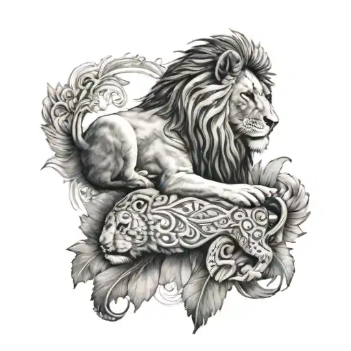 Lion And Virgin Of Guadalupe