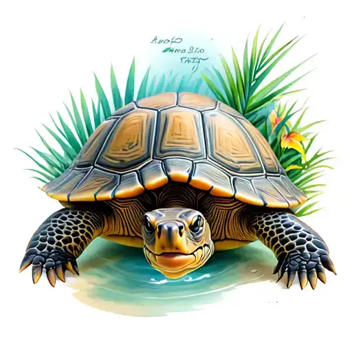 French Guiana Turtle In The Background And