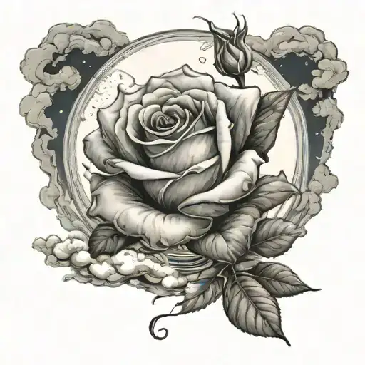 Moon In Clouds Watching A Rose Rise