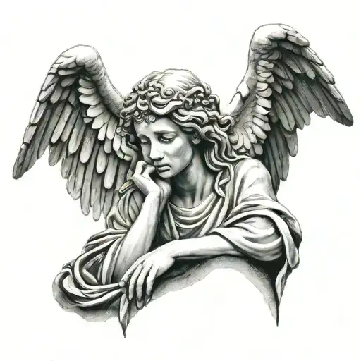 Weeping Realistic Stone Angel