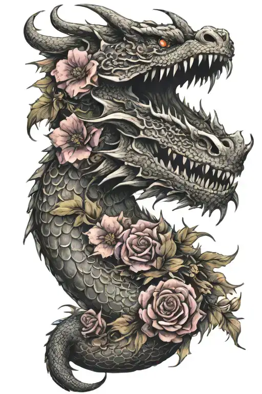 Dragon With Flowers