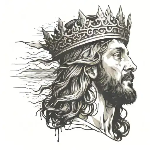 A Jesus With A Crown Bleeding As He Looks U To The Sky