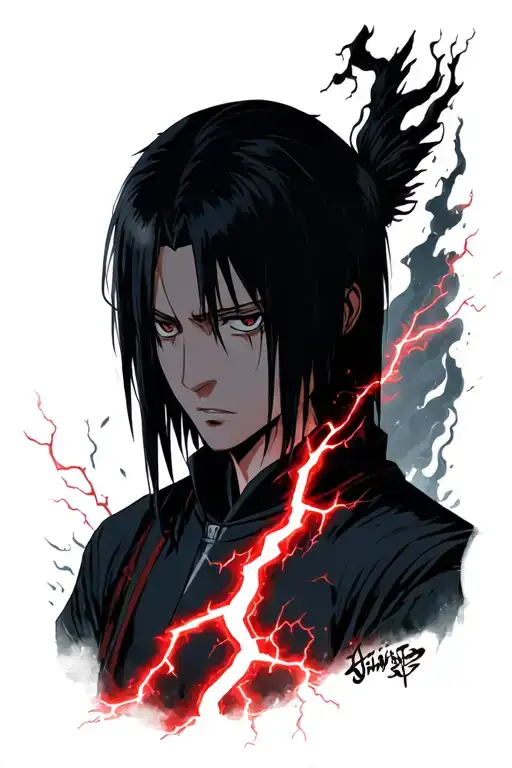 Uchiha Itachi Calm And Red Lightning Storm
