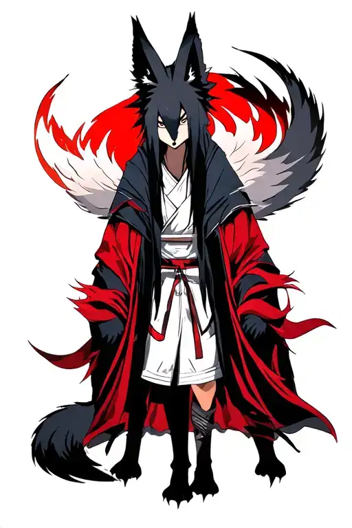 Uchiha Itachi In Akatsuki Cloak As A 9 Tailed Fox