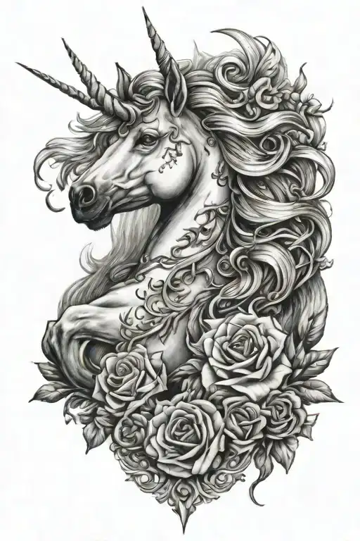 Layah Helene Tattoo Sleeve With A Unicorn In The Background