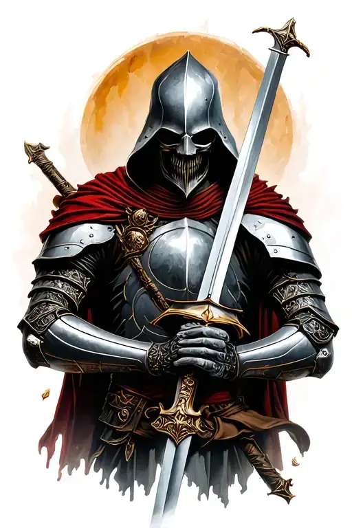 Fallen Dead Knight Holding A Sword