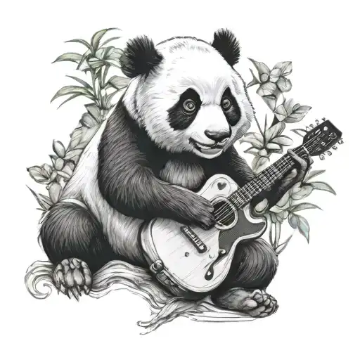 Panda Playing A Guitar