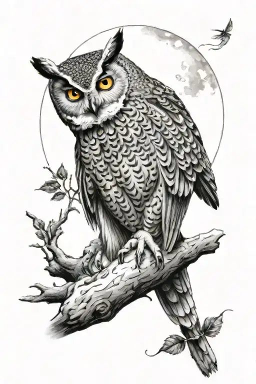 Owl And Moon