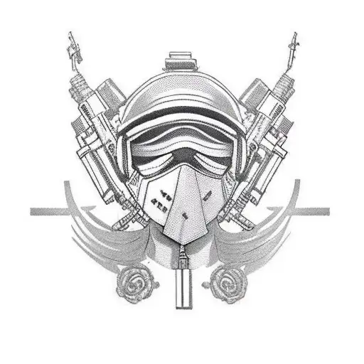 Gangster With Face Mask And Ak 47 On Shoulder