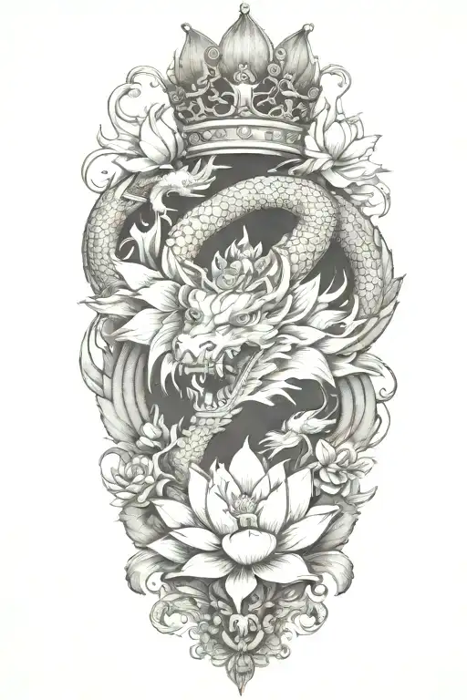 Crown With Lotus Flowers And Dragon