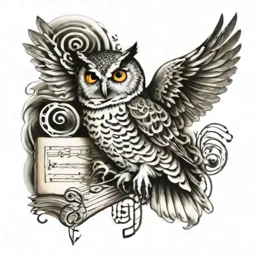 Musical Notes And Owl