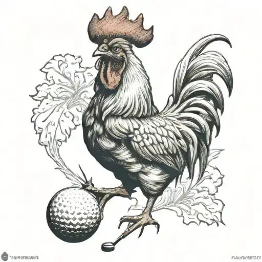 Rooster Playing Golf