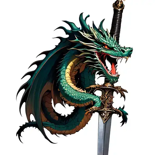 Dragon Wrapped Around A Sword