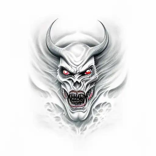 Demon Ripping Face Off And A Human Man Face Underneath