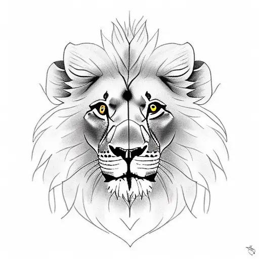 Father Lion And In Front Of Him A Cub Lion And In Front Of It A Cub Lioness