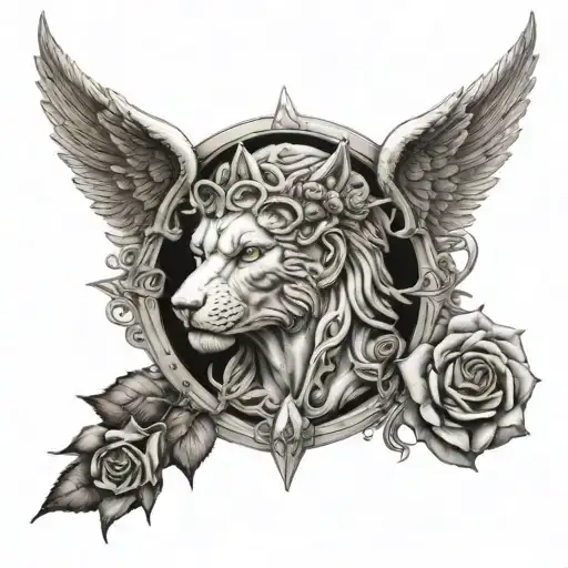 Spartan Roman Temple Angel Roses Wolf