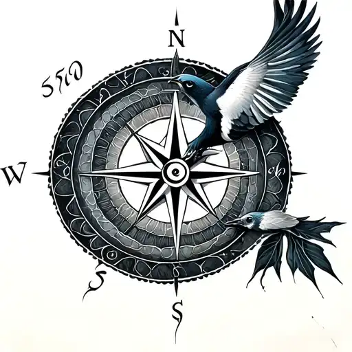 Fibonacci Spiral Compass Bird Rising