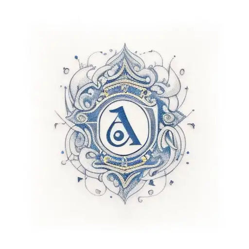 1907 Lettering Tattoo In Yellow And Navy Blue