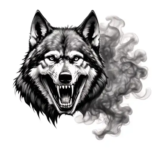 Wolf Grin Under Him Skulls In Smoke