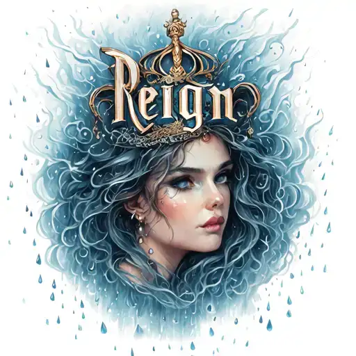 A Pretty Don't With The Word Reign And A Storm With Rain Drops Around It