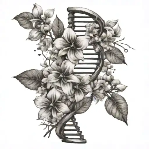 Dna Strand And Flowers