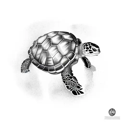 A Turtle With A Broken Clock Behind It