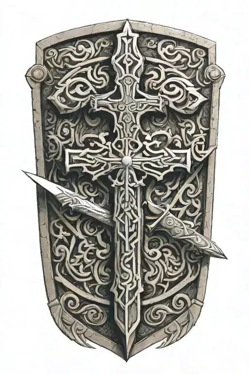 Aztec War Sword Shield Cross Intertwined