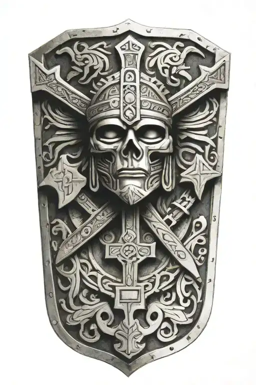 Aztec War Sword Shield Cross Intertwined