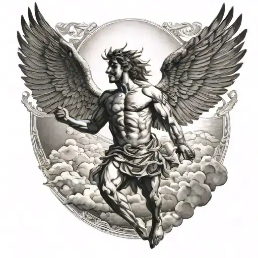 Icarus With The Sun In The Background