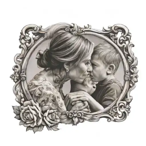 Mom And Son Looking Into Mirror