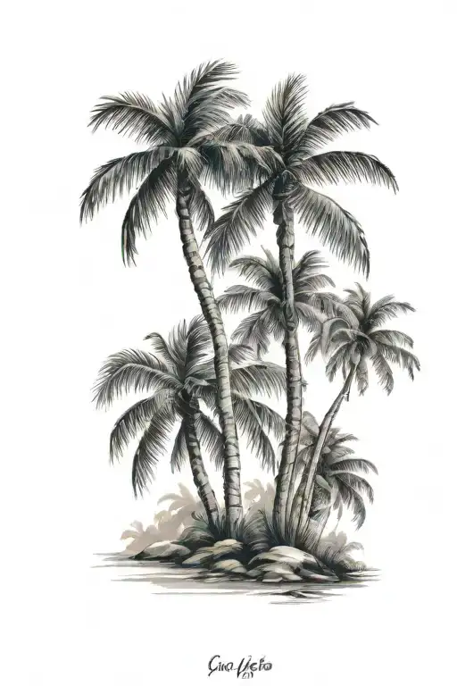 2 Palm Trees Background Looking