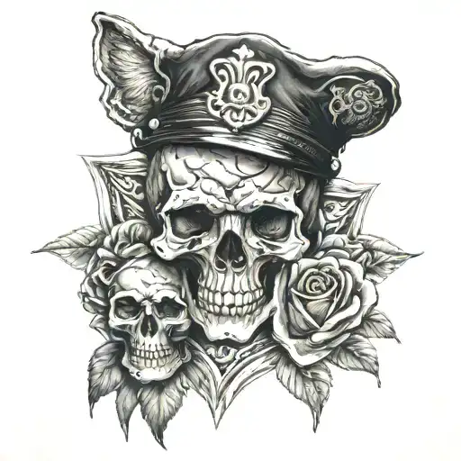 Skull Police Rose Love Cross God Family Cat
