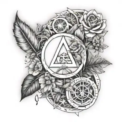 A Minimalist Tattoo Design Combining Communist Symbols With Elements Of Nature And Philosophy