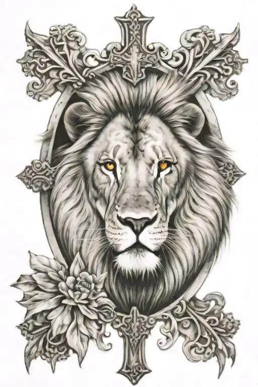 Lion Face And Cross