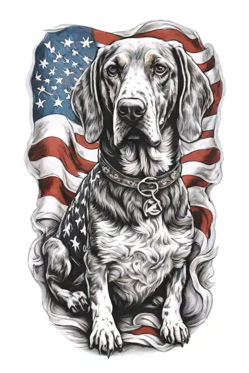 An Angelic Hound Dog Surrounded By Patriotic Usa Elements