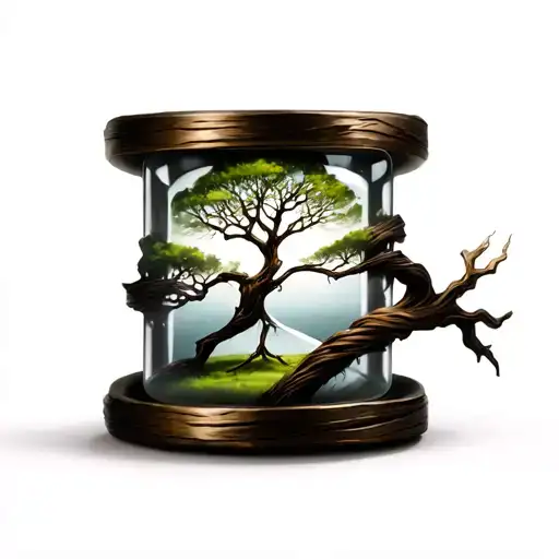 Tree Wrapped Around Hour Glass