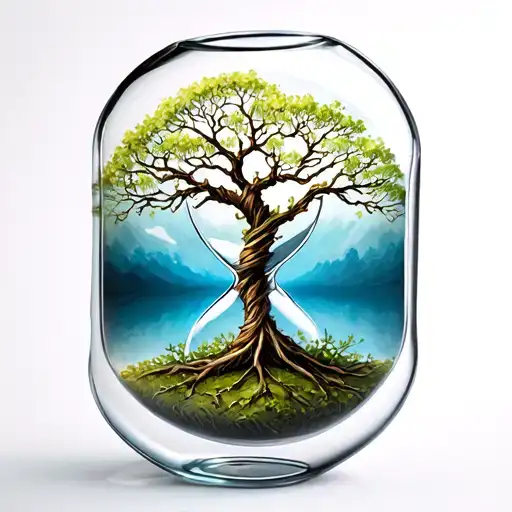 Tree Wrapped Around Hour Glass