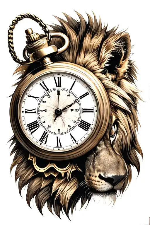 Pocket Watch Gear And A Lion Head