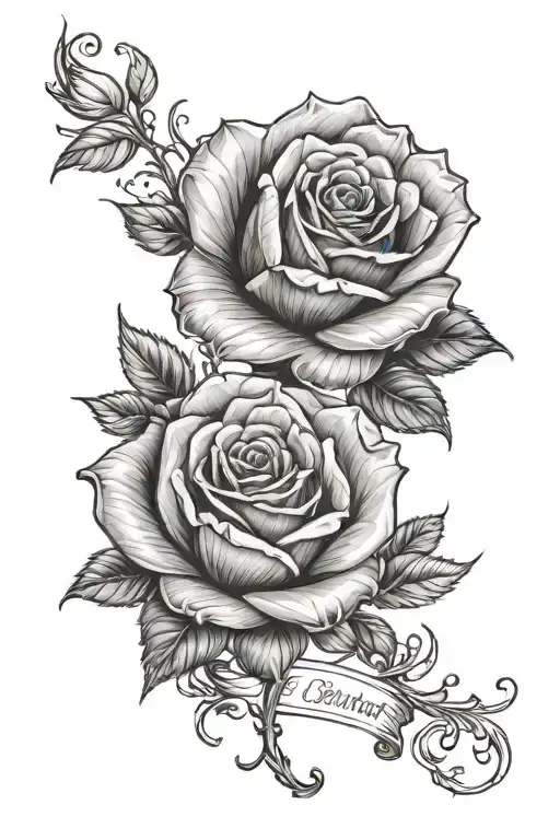 Rose Tattoo Design Inspired By The First Names Ewen And Eloane
